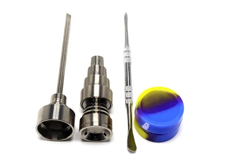 Zubehör Raucherzubehör 10mm 14 mm 18mm einstellbare Titaniumnägel Set Bong Tool Domeless GR2 Ti Nagel mit Kohlenhydratkappen -DAB -Werkzeugen Slicone