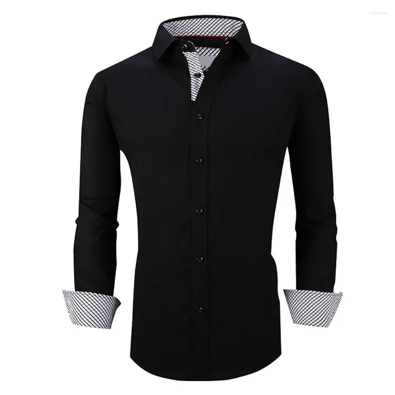 Chemises décontractées pour hommes Chemise à manches longues décontractée pour hommes Slim Fit Business Tops formels Tissu en polyester dans plusieurs options de couleurs