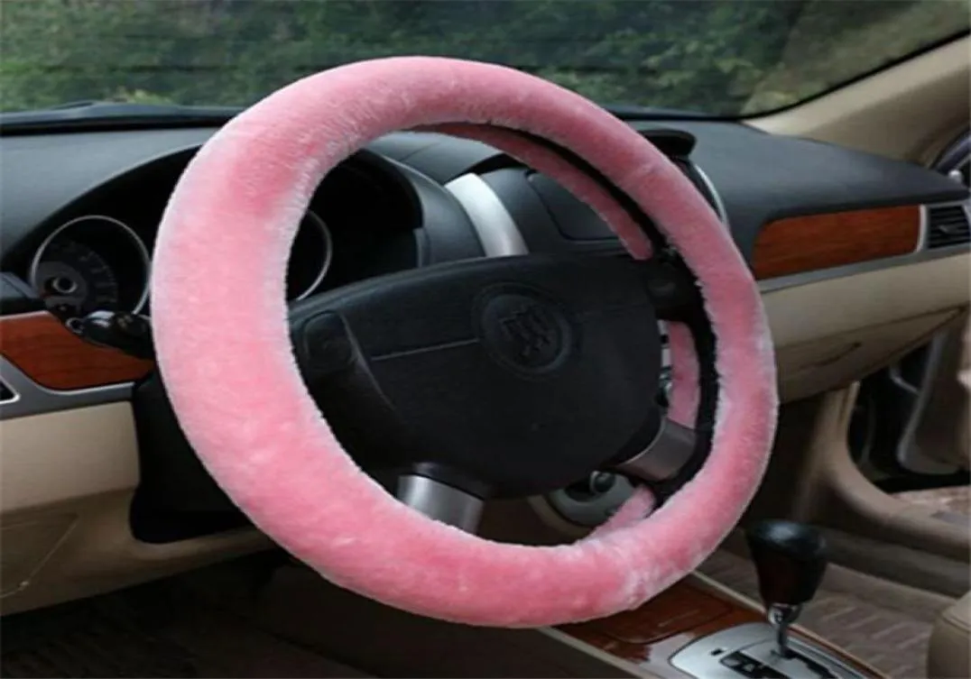 Winter Fluffy Plush Cars Steering Wheel Covers Textile Fashion Ladies Driving Hands Warm Car Cover 7 Colors3433128