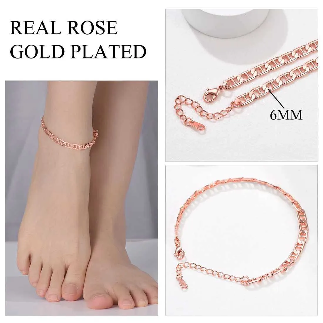 Real rose gold anklet best sale