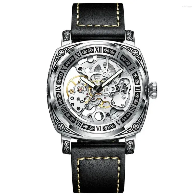 Wristwatches Men's Mechanical Watches Fashion Carved Hollow Craft Luxury Luminous Waterproof Top Brand Clock Reloj Hombre 2023