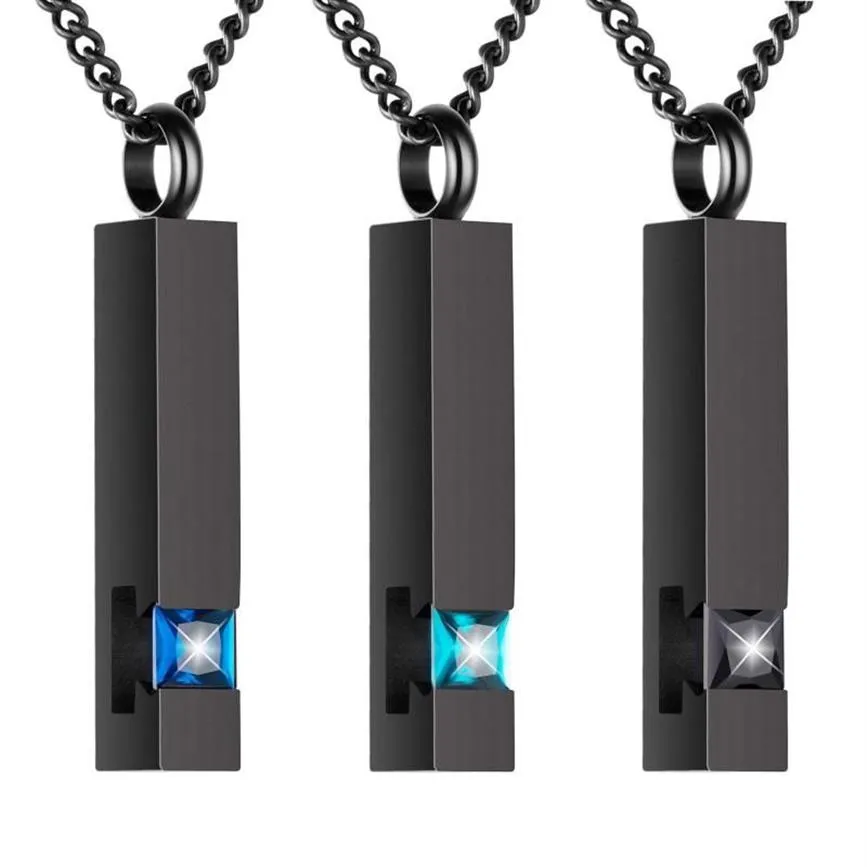 Chains 3Pcs Crystal Cremation Jewelry For Ashes Silver Urn Necklace Ashes Birthstone Cube Urns Memorial Pendant235H