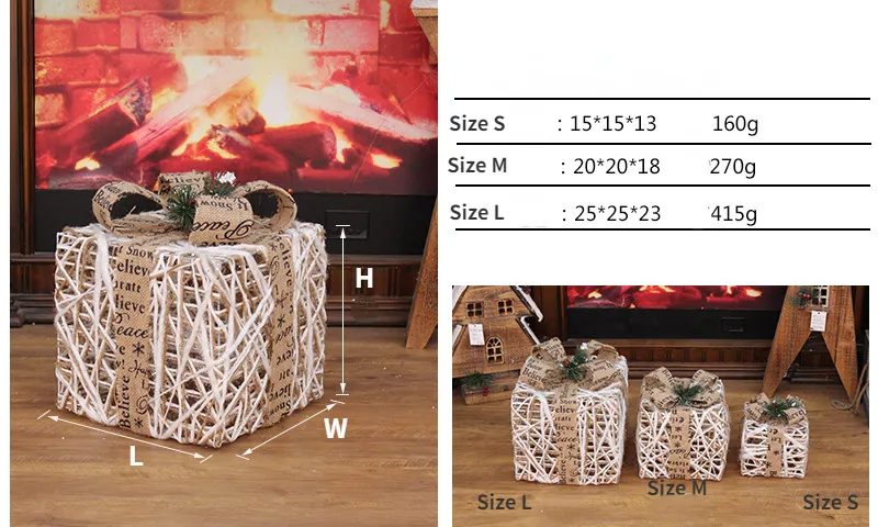 Christmas Decorations Wrought Iron Stand Bow Decoration Christmas Box Stacking 3-Pieces Gift Sets Decoration