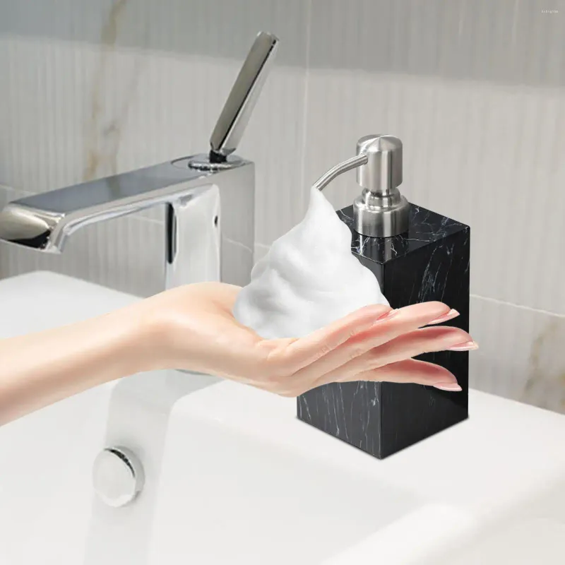 Liquid Soap Dispenser Pump Container 500ml Durable Leakproof Salon Resin Marble Texture Manual For El Countertop Home