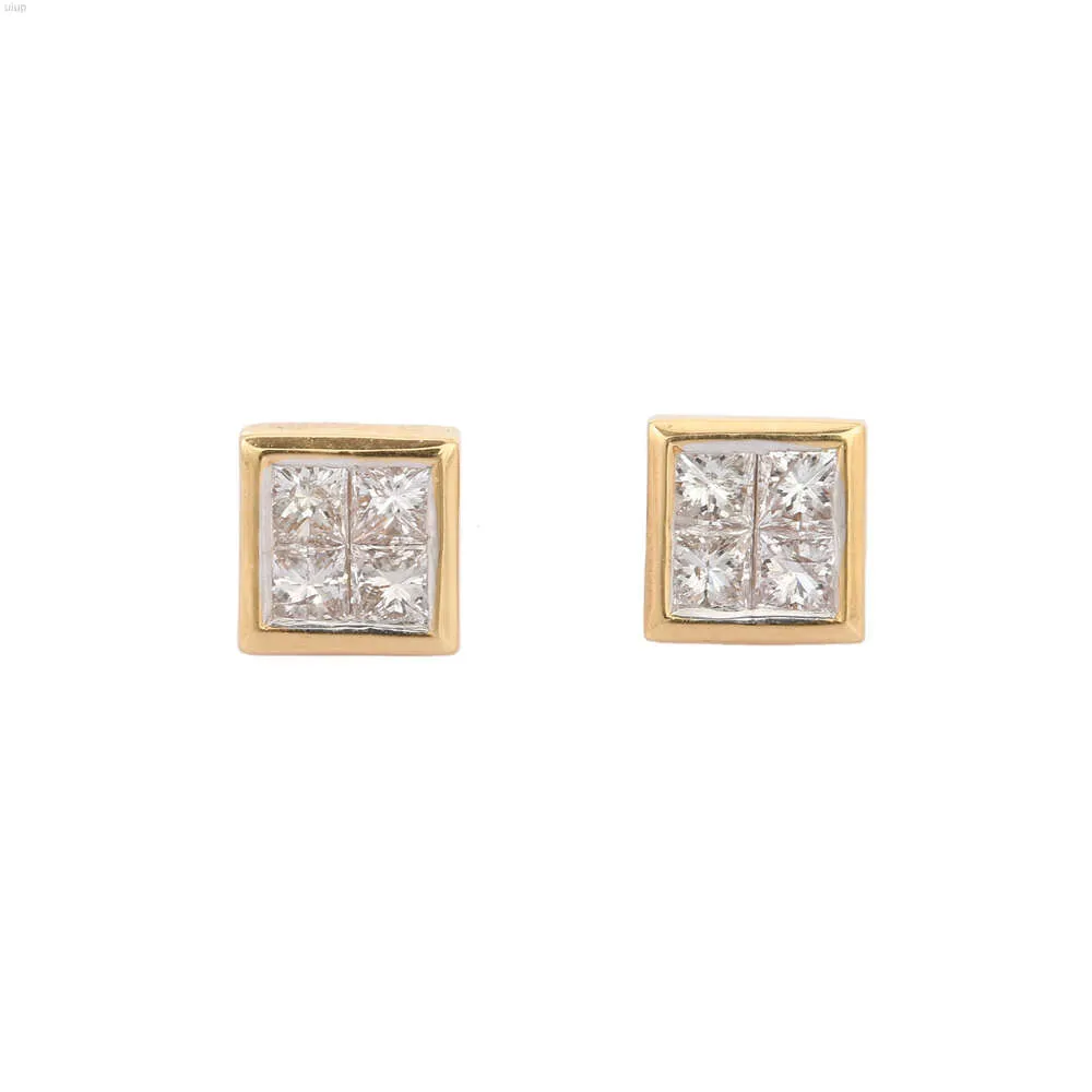 Boucles d'oreilles Solitaire en diamant carré naturel, bijoux de luxe, breloque en or jaune 18 carats, produits en gros pour femmes et filles