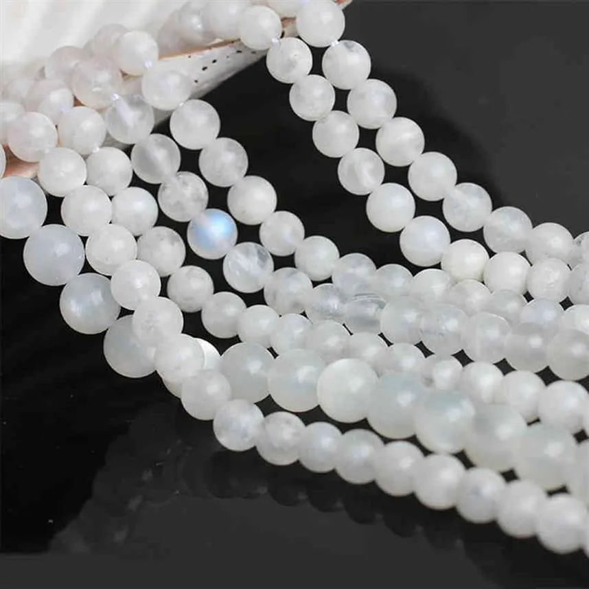 Pietra di luna bianca naturale AAA pietra rotonda sciolta per creazione di gioielli bracciali fai da te 6 8 gemme da 10 mm perline271w