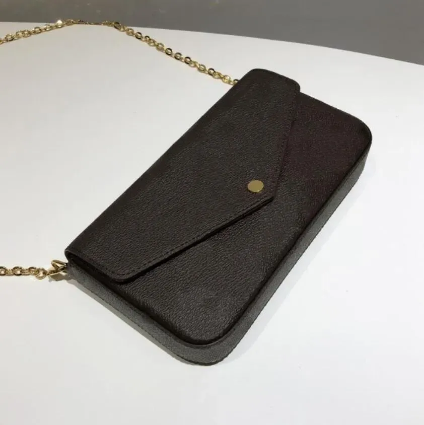 Designer Damestas ketting crossbody handtas Schoudertassen Seriecode clutch portemonnee dame bloemruiten rasterkaarthouder drie in één