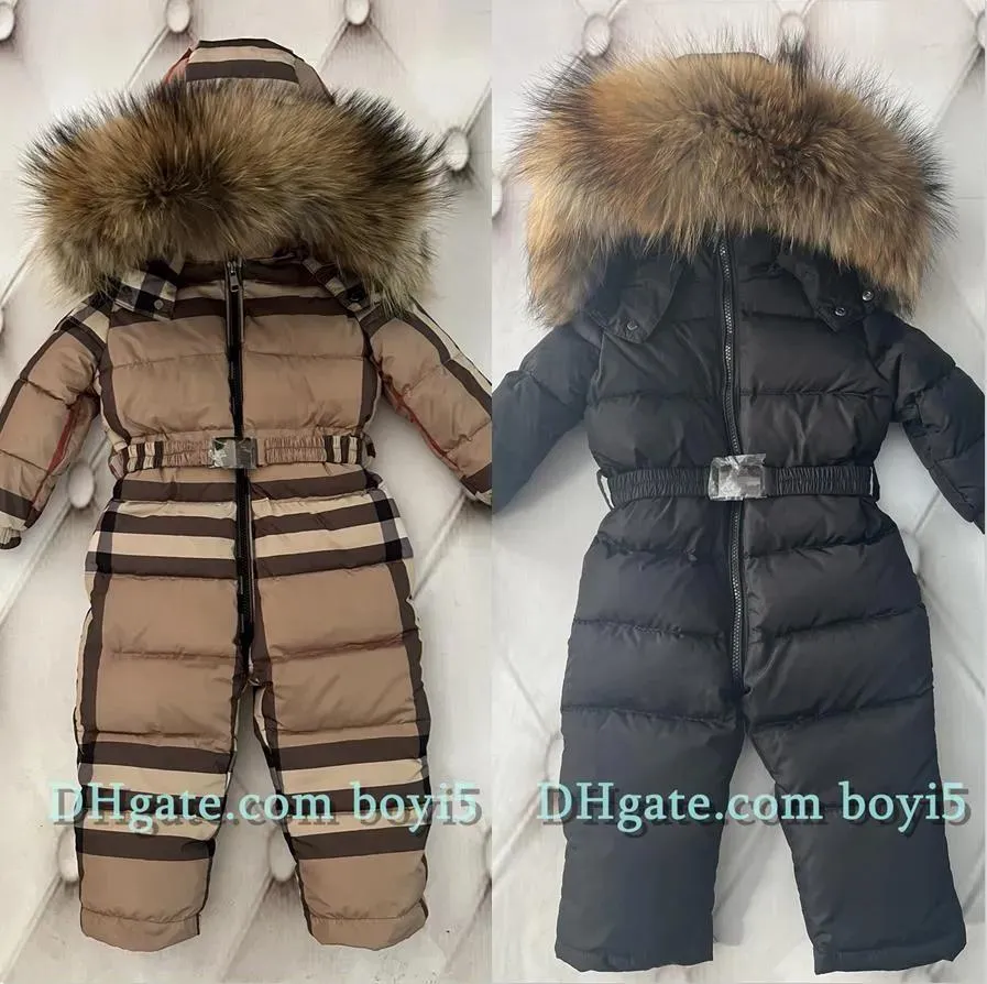 Casaco de bebê de uma peça para baixo jaqueta puffer para meninos e meninas recém-nascidos jaqueta quente gola de pele natural pato branco para baixo enchimento outwear