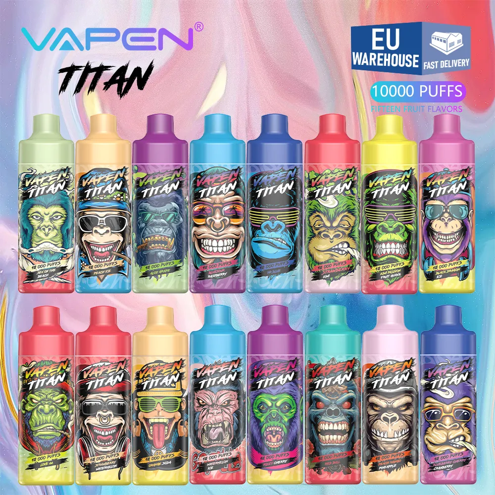 Armazém da UE Puff 10000 VAPEN TITAN Vape Descartável 10000 Puffs Tornado Razz Bar E Cigarros 20ml Recarregado Puff 9K 10K 12K 15K Vapes Transporte Rápido