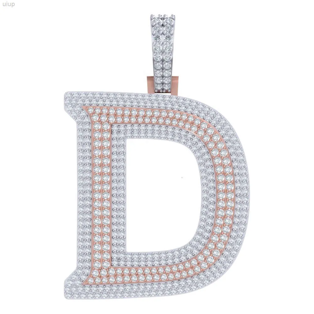 d Letter-alfabethanger met aangepast ontwerp tegen een fabrieksprijs in 10kt witgeel goud bezaaide natuurlijke diamanten