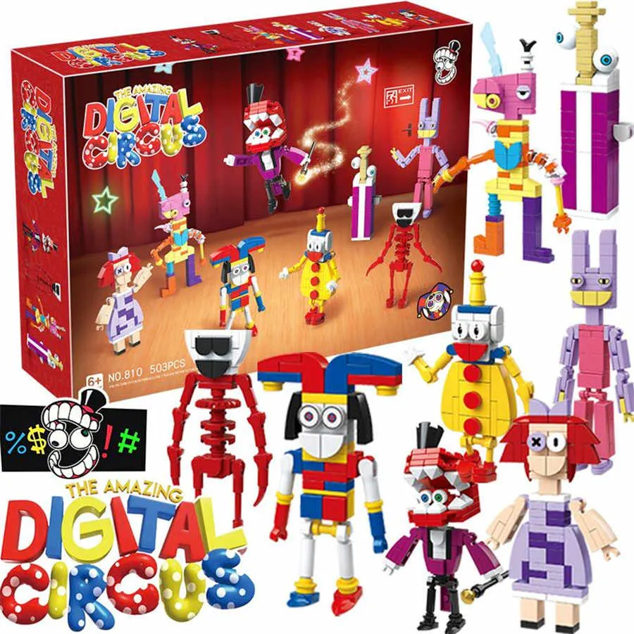 8 PCS/SET Amazing Digital Circus Çocuk Bulmaca Oyuncak Yapı Taş Oyuncakları Perakende Ambalajlı Çocuklar İçin Noel Hediyesi