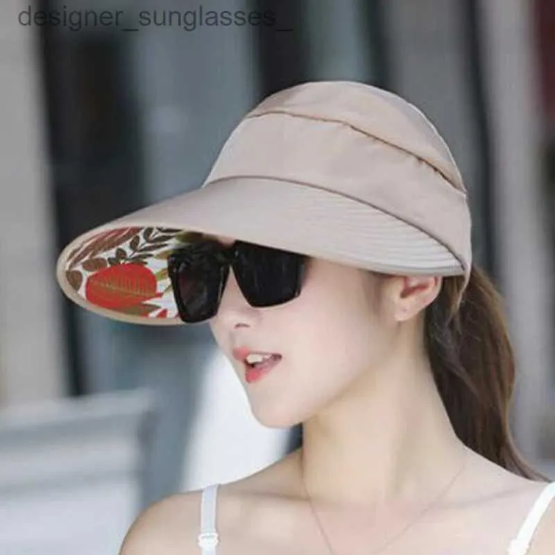 Visors Summer Sun Protection Folding Sun Hat for Women Wide Brim Cs Ladies Beach Hat Visor Hat Girl Holiday UV Protection Women HatsL231219