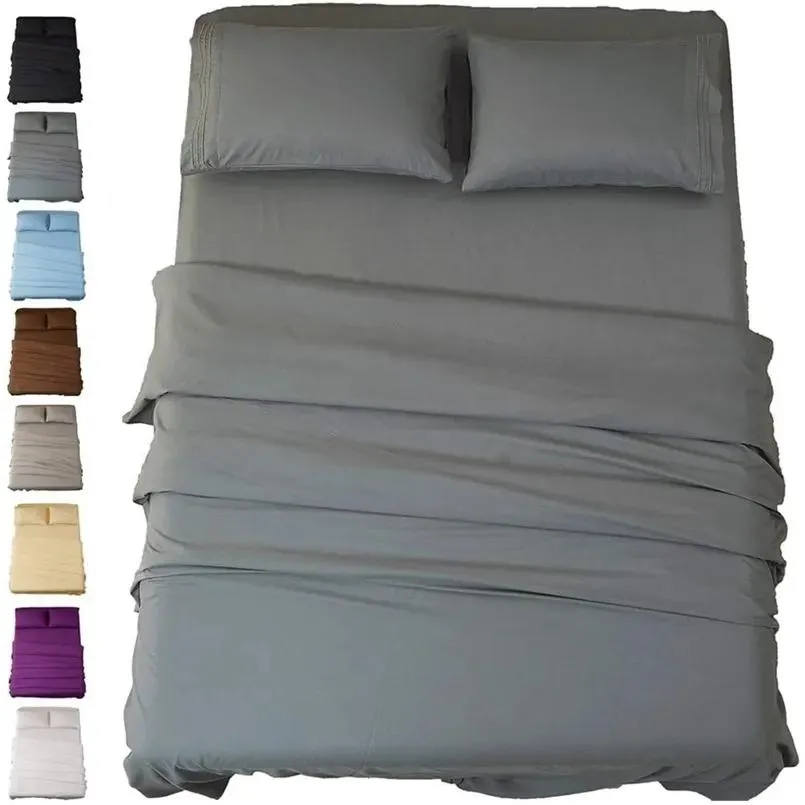 sets Bedding sets Bed Sheet Set Super Soft Microfiber 1800 Thread Count Luxury Egyptian Sheets Deep Pocket Wrinkle and Hypoallergenic 2