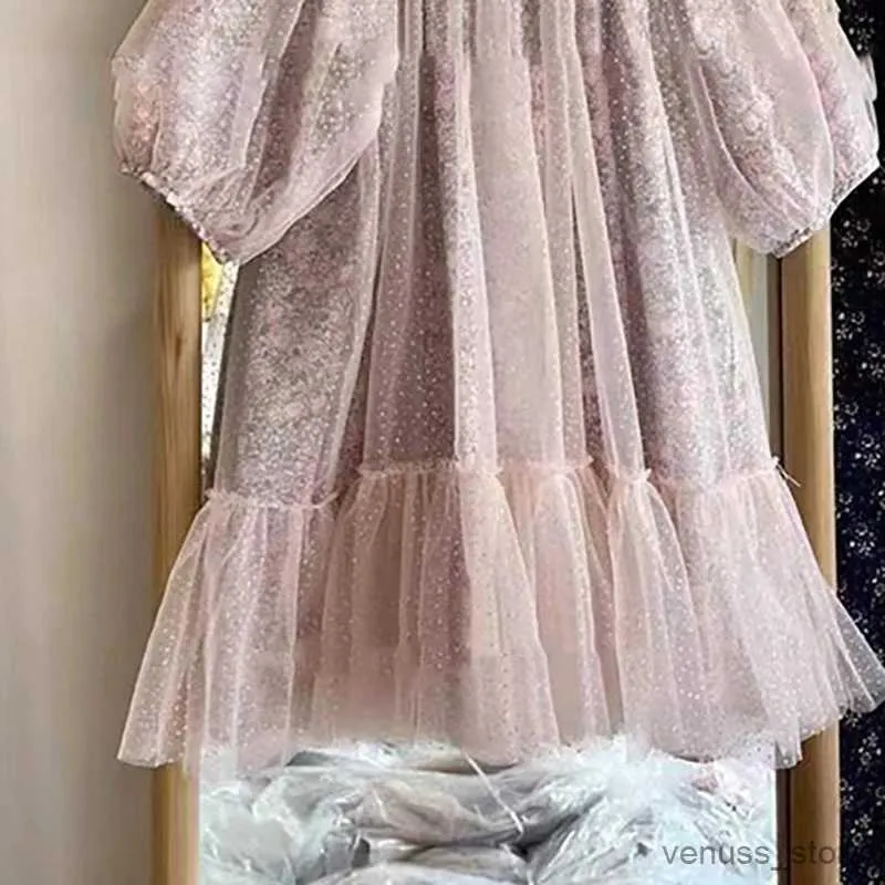 Abiti da ragazza Abbigliamento per bambini coreano Abito da ragazza Alla moda 2022 Primavera Nuova maglia Bambino Bambini Floreale Abito da principessa di media lunghezza Moda Bambini Outf