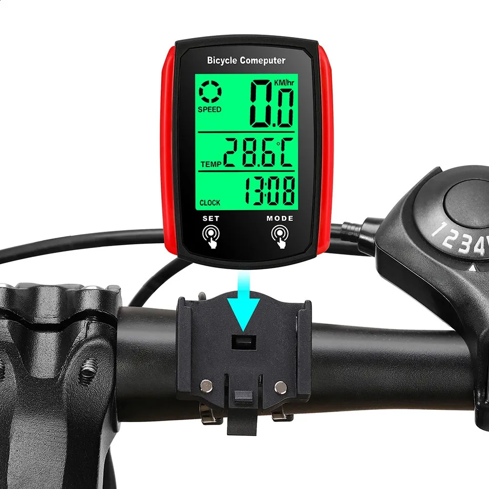 Bike Computers Bicycle Computer LCD Digital Wired Cycling Computer Speedometer Bike Speed Odometer With Backlight bike Accessories 231218