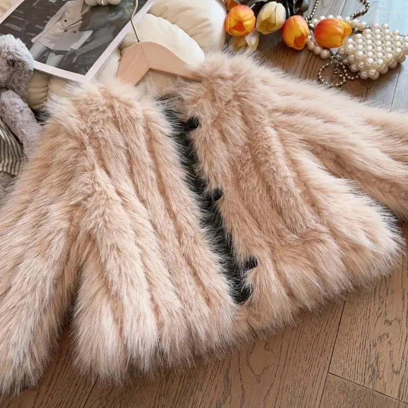 Jackets 2023 Girl Grass-like Coat Autumn Winter Korean Style Temperament Fragrance Classic Fashion