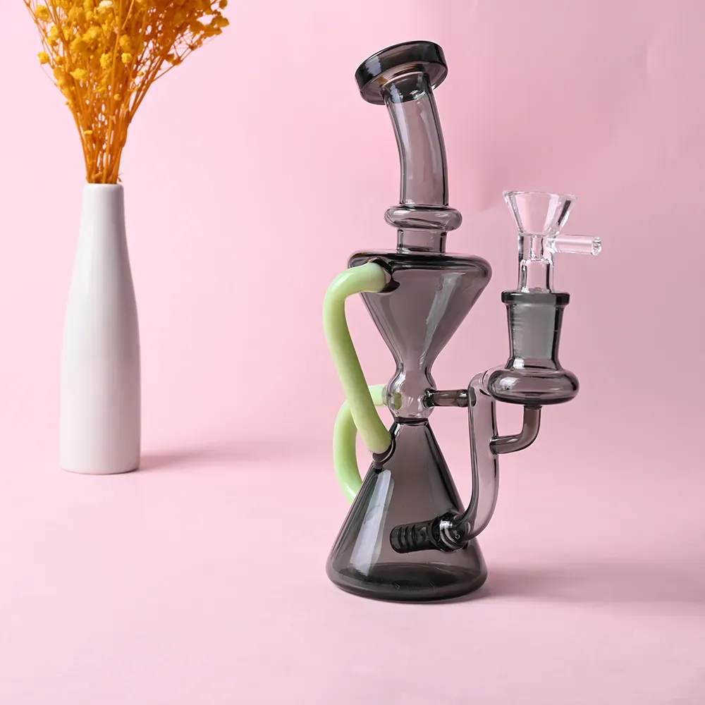 8 pouces klein bong narguilé unique nouveau recycleur de verre rose dab rig mignon tuyau d'eau en verre accessoires pour fumer LL