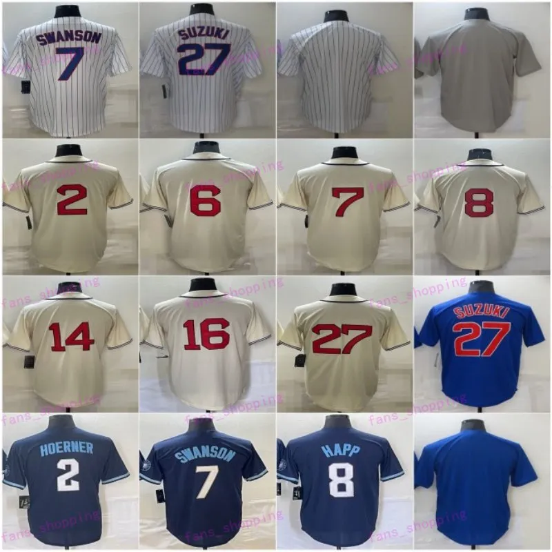 City Connect Baseball Jersey 7 Dansby Swanson 8 Ian Happ 16 Patrick Wisdom 27 Seiya Suzuki