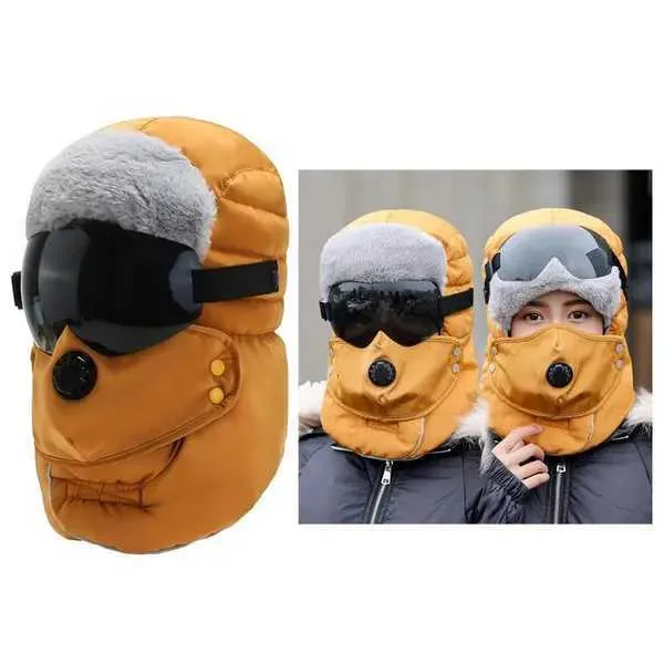 Balaclava unissex inverno quente Chapéu Trapper Cap Rosto Proteção para os olhos À prova de vento Ciclismo Caps Máscaras 1Y2EX