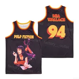 Movie Basketball Pulp Fiction 94 Mia Wallace Jersey Tarantino Uma Thurman Team Color Black All Stitched Hip Hop For Sport Fans HipHop University Pure Cotton S-XXXL
