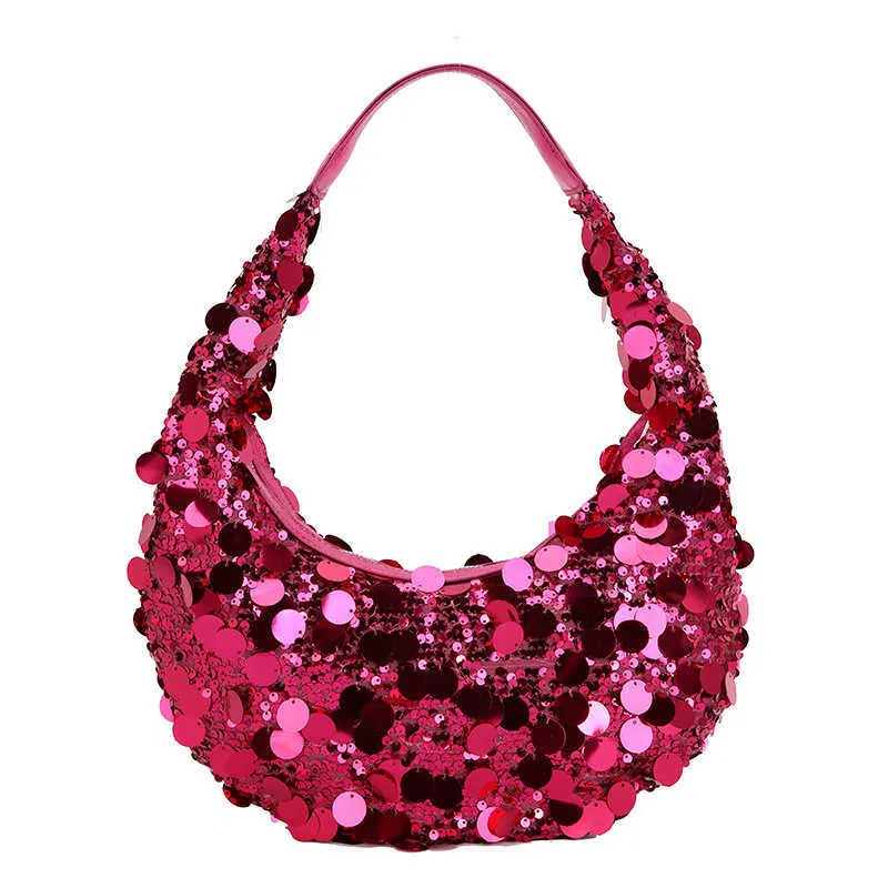 Netizen Underarm Bag for Women 2024 New Fashionable Sequins Colorful and Fashionable Same Style Single Shoulder Dumpling Bun 240403