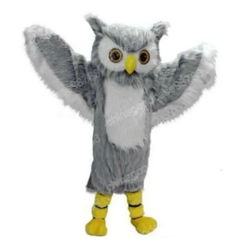 Grey Owl Mascot Costume Unisex Cotton Broadcloth Full Sleeve Adult Size ...