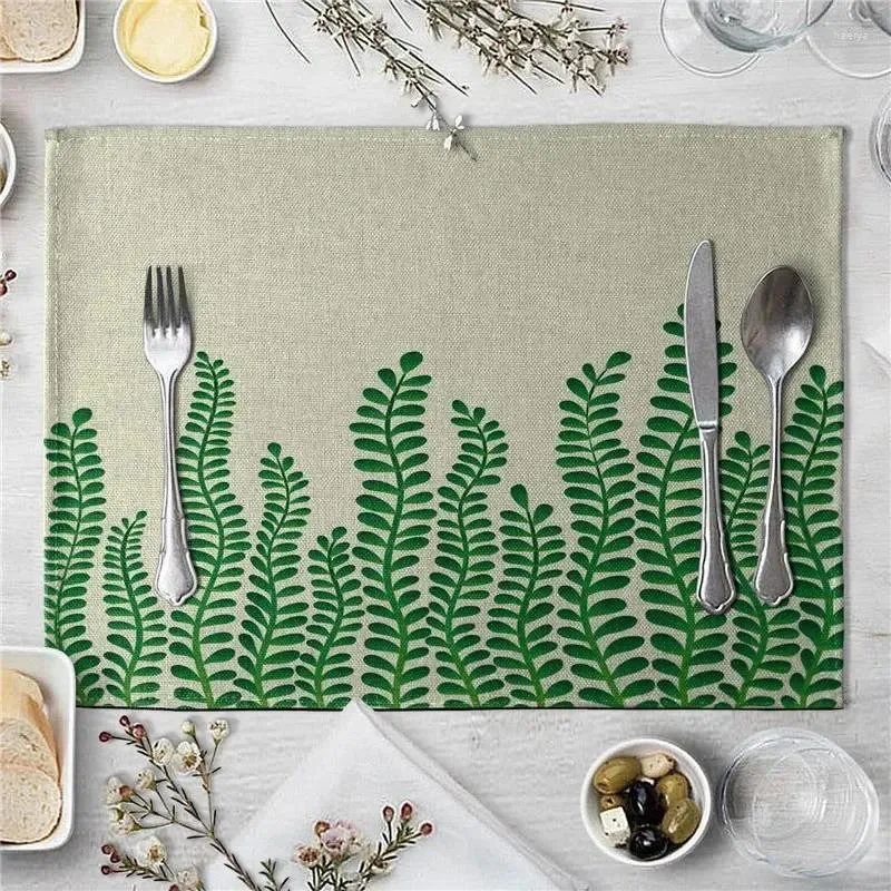 Bordmattor Placemat för matsgröna blad Mat Creative Printed Heatresistenta kökstillbehör individuella