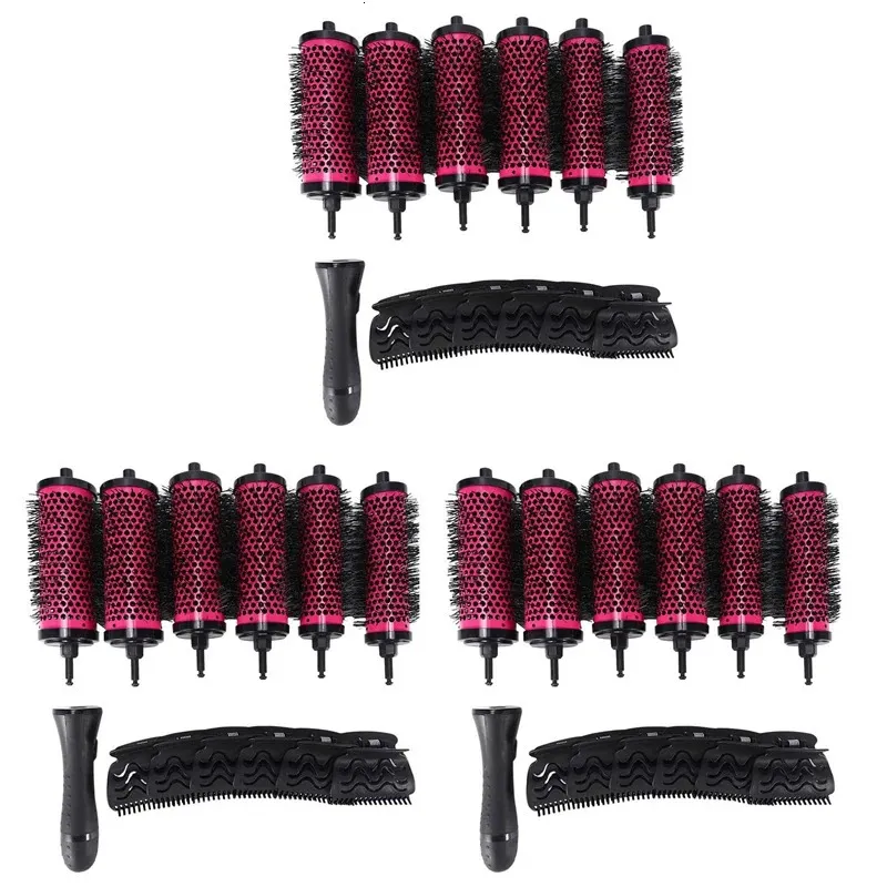 Spazzole per capelli 18pcs 3 dimensioni manico staccabile Rifuta a rulli per capelli con clip di posizionamento in alluminio Canoraggio in ceramica Candidaio per pettine 231218 231218