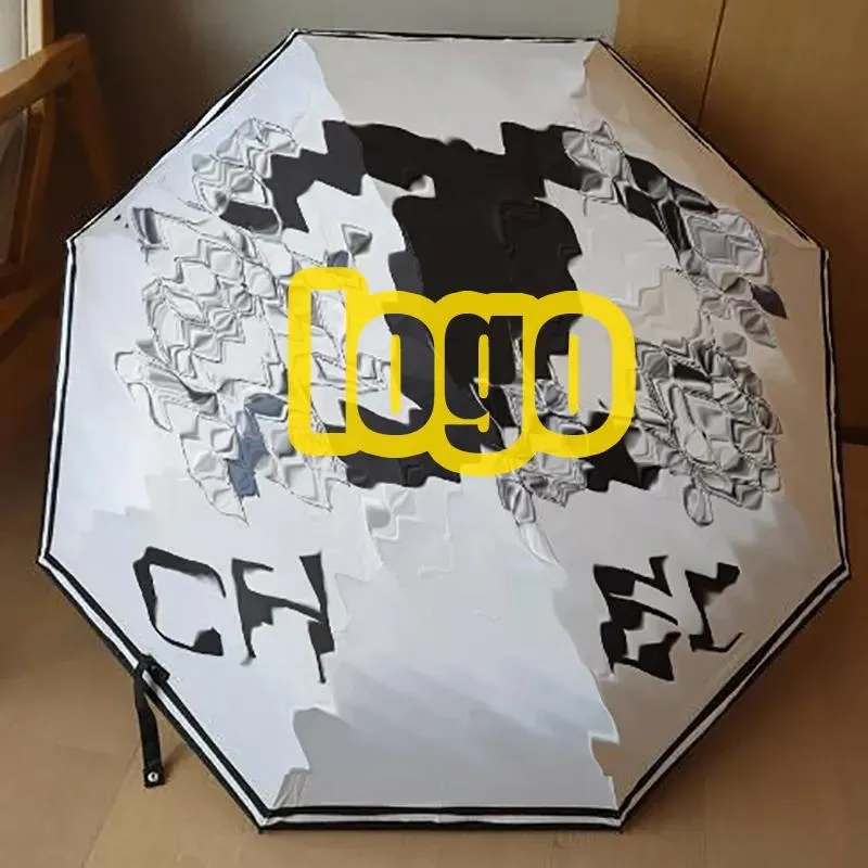 Guarda -chuvas designer de luxo guarda -chuvas clássico de torre de ferro preto impressão impressão de guarda -sol automático guarda -chuva dobrável