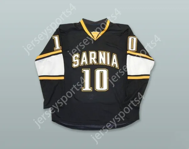 Maglia personalizzata NAIL YAKUPOV 10 SARNIA STING NERA DA HOCKEY NUOVA cucitura superiore S-M-L-XL-XXL-3XL-4XL-5XL-6XL