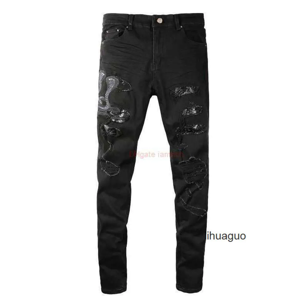 Amari Amari Amirlies amirlies Big Am Fashion Amis ImiRi Hole Amiiri Designer Es Clothing Cobra Jens Denim Black Pants Slim 8560 Fit Fashion Mens J 8b25