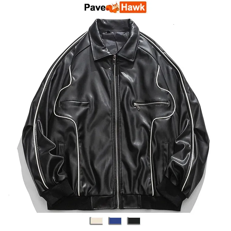 Jaquetas masculinas jaqueta de couro casual homens primavera motocicleta high street baseball bomber unisex solto estilo coreano varsity casaco casal 231219