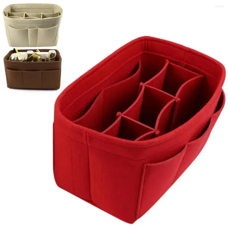 Borse Borse portaoggetti Borsa per organizer per trucco Borsa in tessuto di feltro Inserto per borsa multitasche Borsa per cosmetici di grande capacità portatile