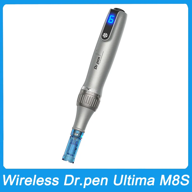 Dr.pen Ultima M8S Caneta Derma profissional sem fio com 2 unidades de cartuchos de agulha de 18 pinos para crescimento do cabelo Microneedle Meso Therapy Anti Backflow Micro MTS Dermapen