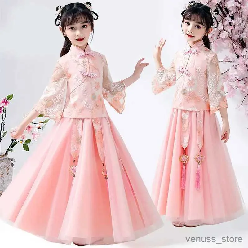 Mädchenkleider Sommer Neue Mädchen Hanfu Kleid Chinoiserie Kinder Tang Mode Prinzessin Kleid Baby Antike zweiteilige japanische und koreanische Kinder