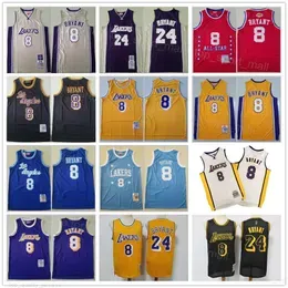 Vintage Basketball Retro Mitchell and Ness Jerseys 8 Breathable Yellow Purple White Black Beige Blue Team Color Sport Excellent Quality Uniform