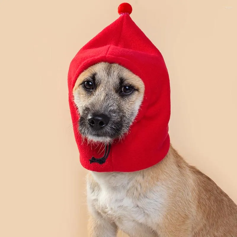 Cappello per cosplay di animali domestici in pile di Natale per cani, berretto casual caldo con copricapo di regolazione con coulisse per palline per capelli