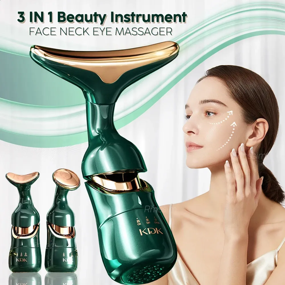 Eye Massager 3 In 1 Lifting Device Neck Eye Massage Face Slimmer EMS Beauty Skin Tightening Wrinkle Anti Aging Face Massager 231218