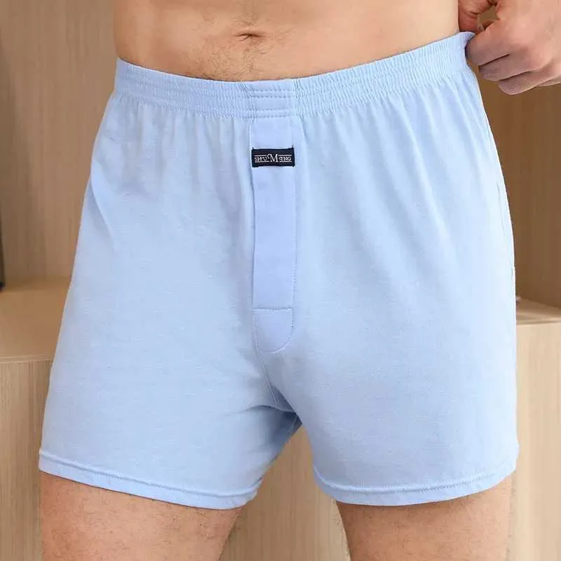 Underpants 100% algodão homens pijama shorts verão sólido cintura elástica calças curtas soltas respirável virilha bottoms sleepwear underwearl1218