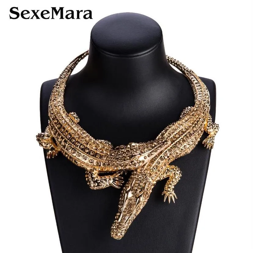 ZiccoWong exagéré Halloween Collier strass Noble Crocodile colliers ras du cou déclaration bijoux Animal Collier Y200918196v