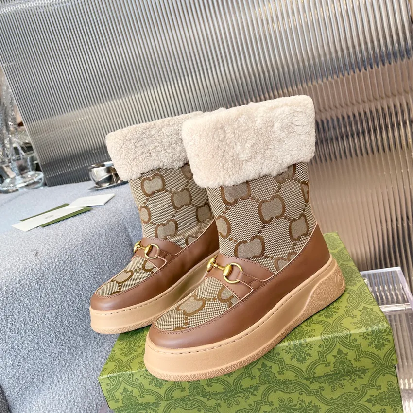 Designer stövlar snöstövlar högkvalitativa kvinnor lyxiga stövlar halv boot klassiska stil skor vinter höst snö stövlar nylon duk stövlar storlek 35-42