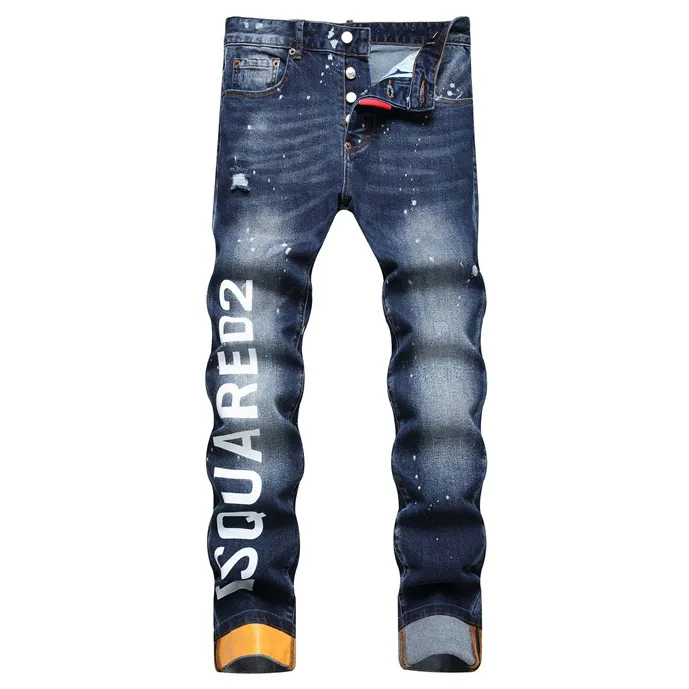 2 neue Designer Herren Skinny Hosen Casual Jeans Herrenmode Distressed Ripped Slim Motorrad Moto Biker Denim Hip Hop Hosen#318