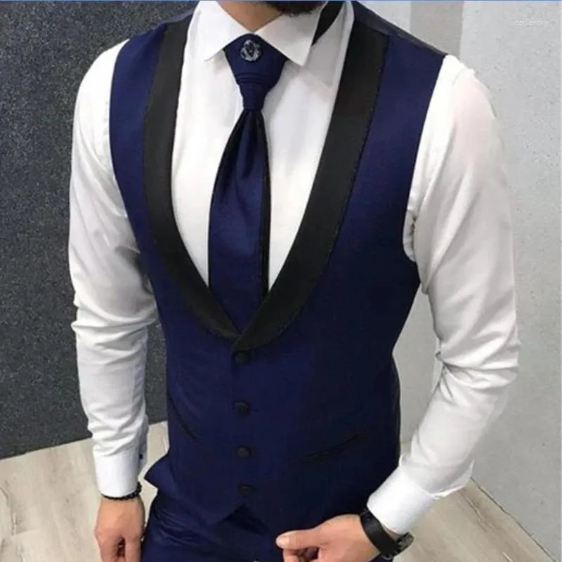 Men's Vests Men Suit For Wedding Tuxedo Slim Fit One Piece Formal Waistcoat Coat Navy Blue