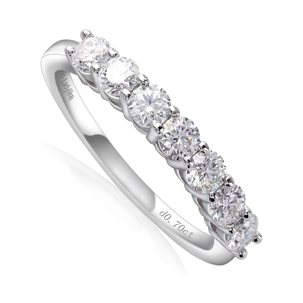 Anel de promessa de moissanita para mulheres, anéis de diamante, aliança de casamento, anel de noivado, anel empilhável, 0,7ct d color vvs1 18k White Gold Bated Sterling Silver com certificado