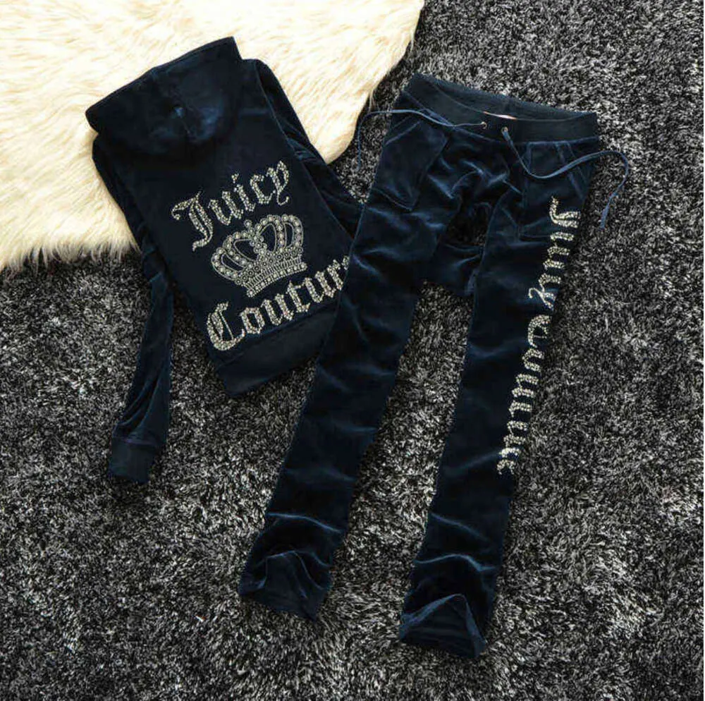 Juicy Women's Tracksuit Summer Brand Sying Suit Velvet Tracksuits Velor Women Track Hoodies and Pants 4412ESS