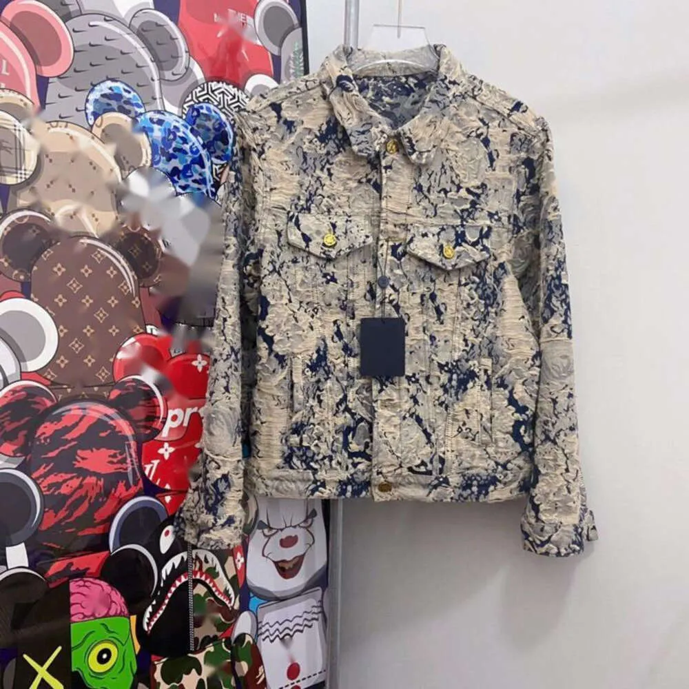 Najwyższej jakości dżinsowa kurtka męska kwiatowy Jacquard Varsity 1V designer kurtki mężczyźni kobiety Hip Hop Raped Baseball Mundur Winter Warm Cardigan Coat