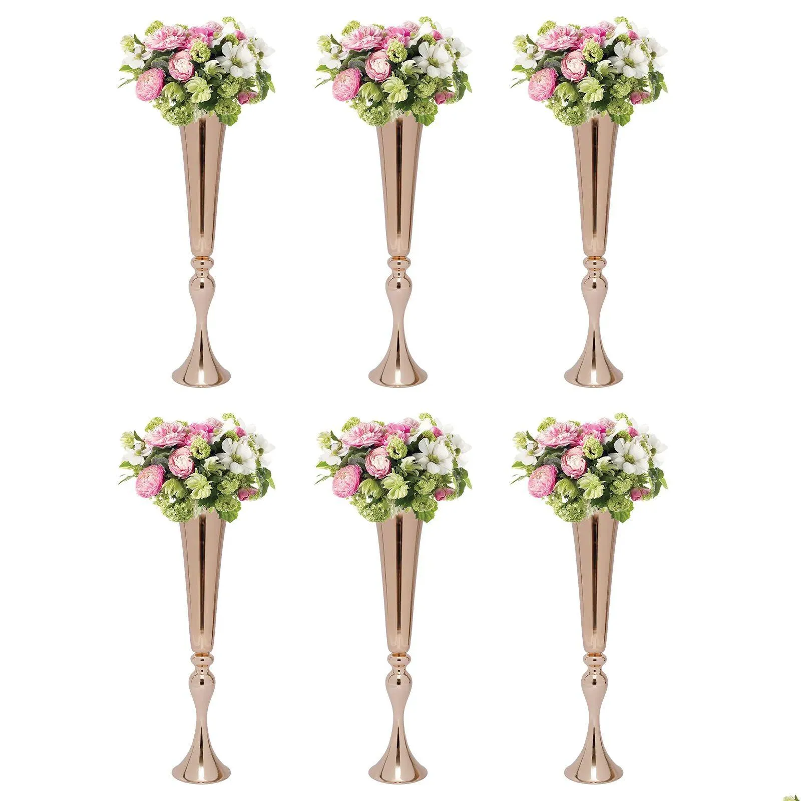 Party Decoration Wedding Metal Trumpet Vases Desktop Centerpieces Vase Welcome Area Road Guide Flower Holder Height Props Drop Deliv Dhrow