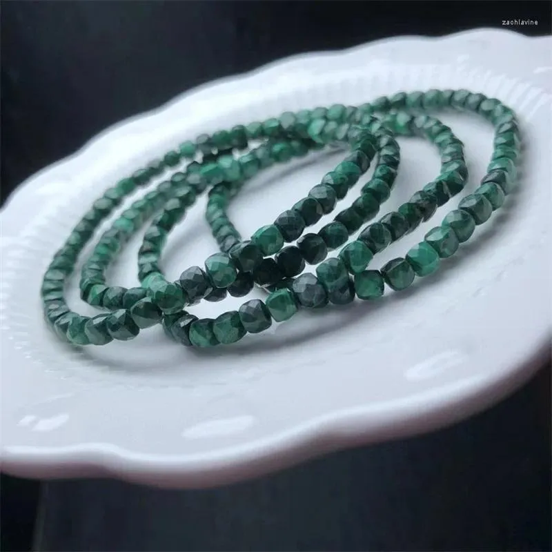Länkarmband naturlig 4mm malachite kub lös pärlor för att göra smycken diy halsband armband strand kvinnor gåva