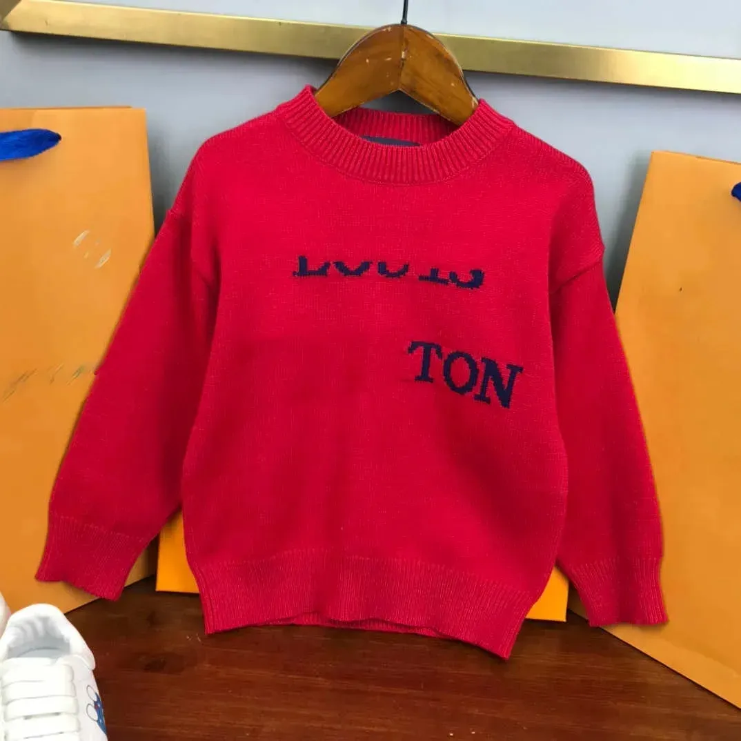 ropa para niños suéter para niños letra minimalista contrastante jacquard baby julio talla 100-150 cm moda cuello redondo