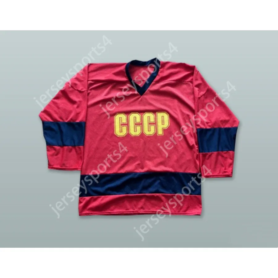 Personalizado CCCP 17 VERMELHO E AZUL MARINHO JERSEY DE HÓQUEI NOVO Top Costurado S-M-L-XL-XXL-3XL-4XL-5XL-6XL